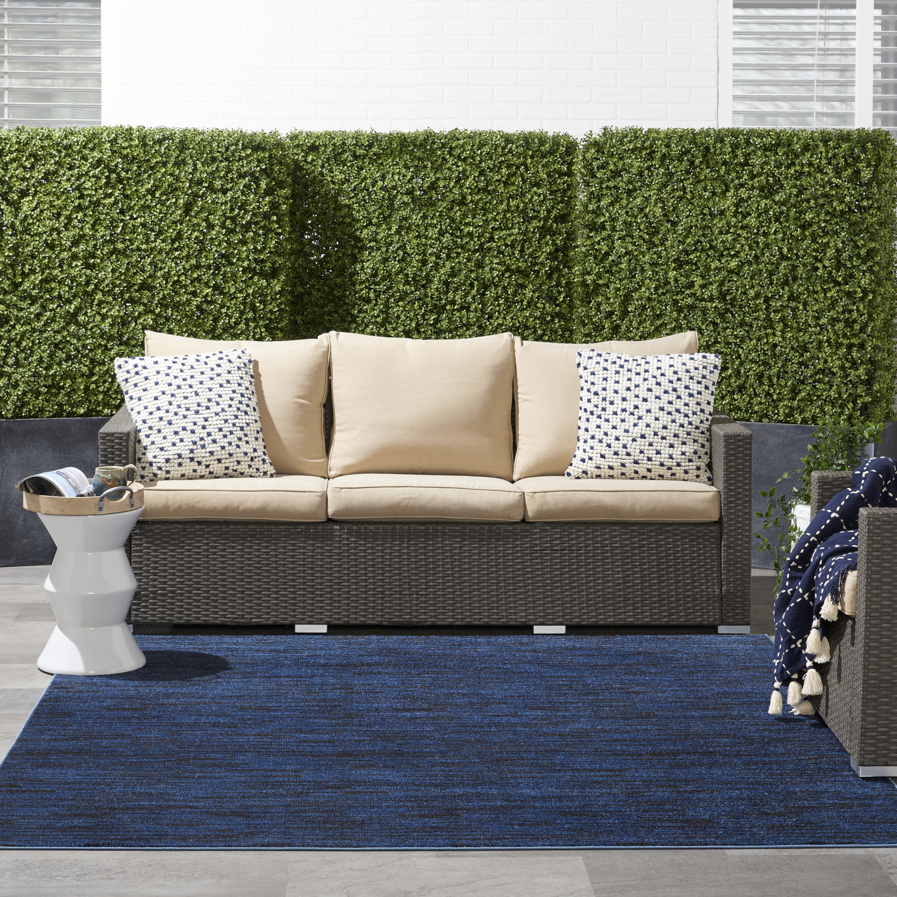 Nourison Nourison Essentials 7' x Square Midnight Blue Outdoor Rug
