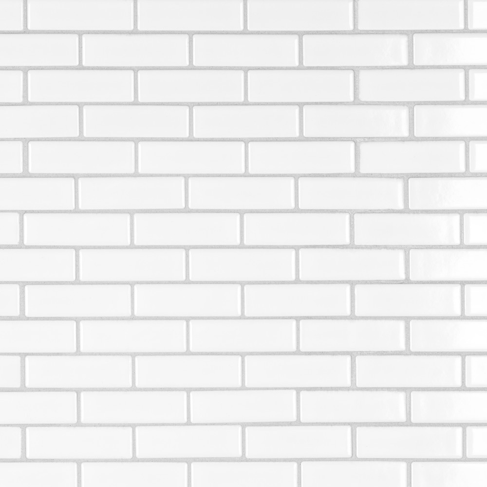 Metro Brick Subway Glossy White 10-1/4 in. x 11-1/2 in. Porcelain Mosaic Tile