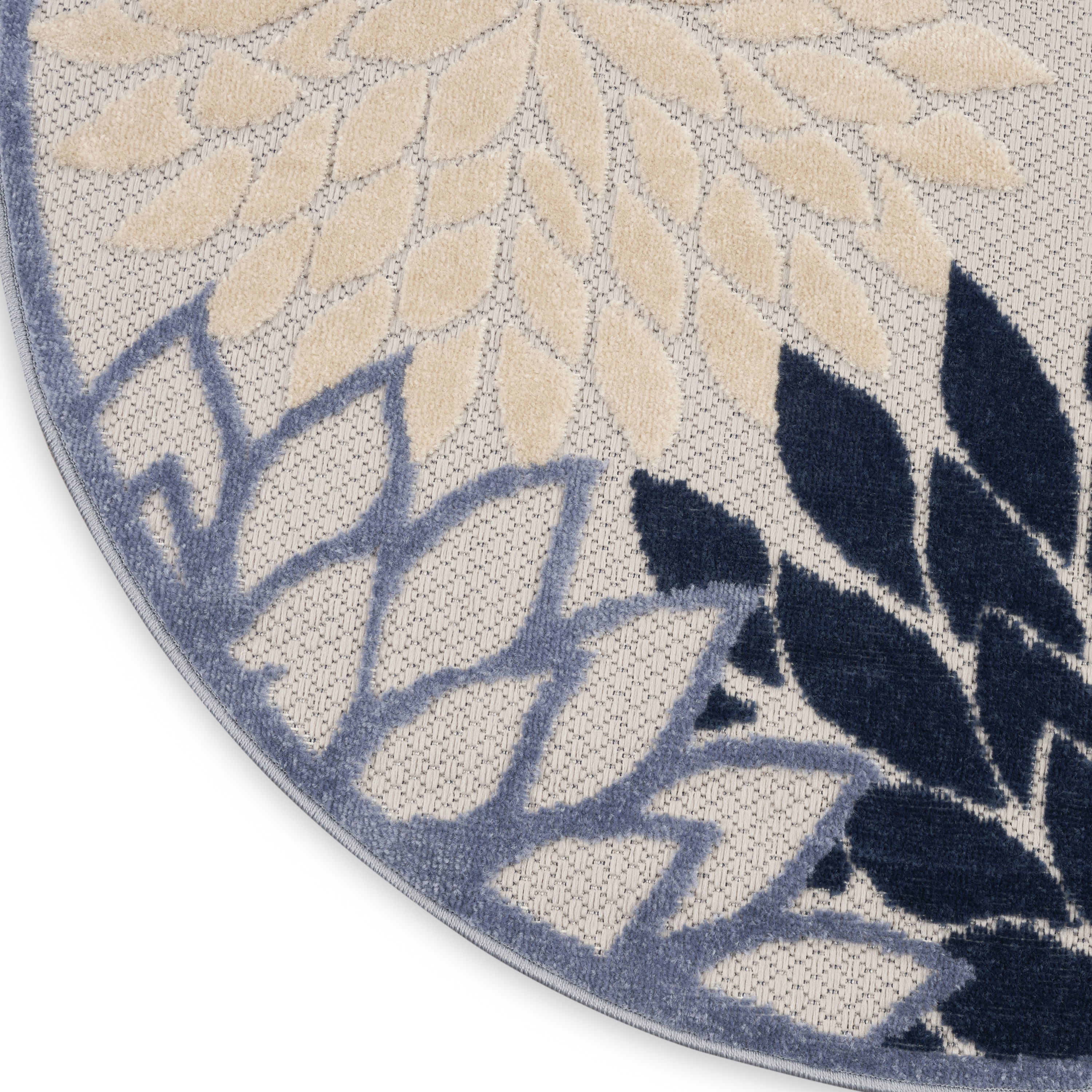 Nourison Aloha 5'3" x Round Blue Multicolor Tropical Rug