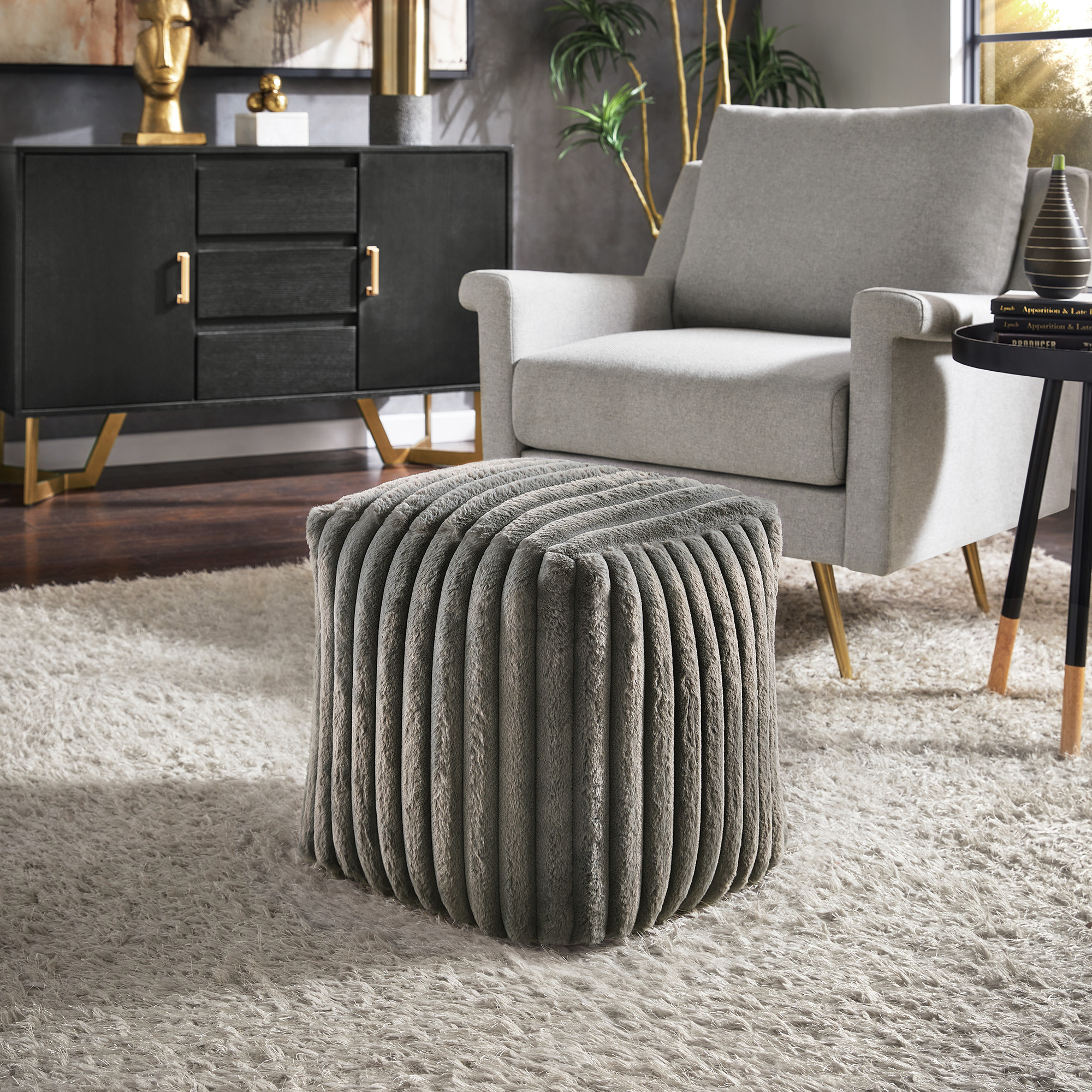 Upholstered Square Pouf Ottoman