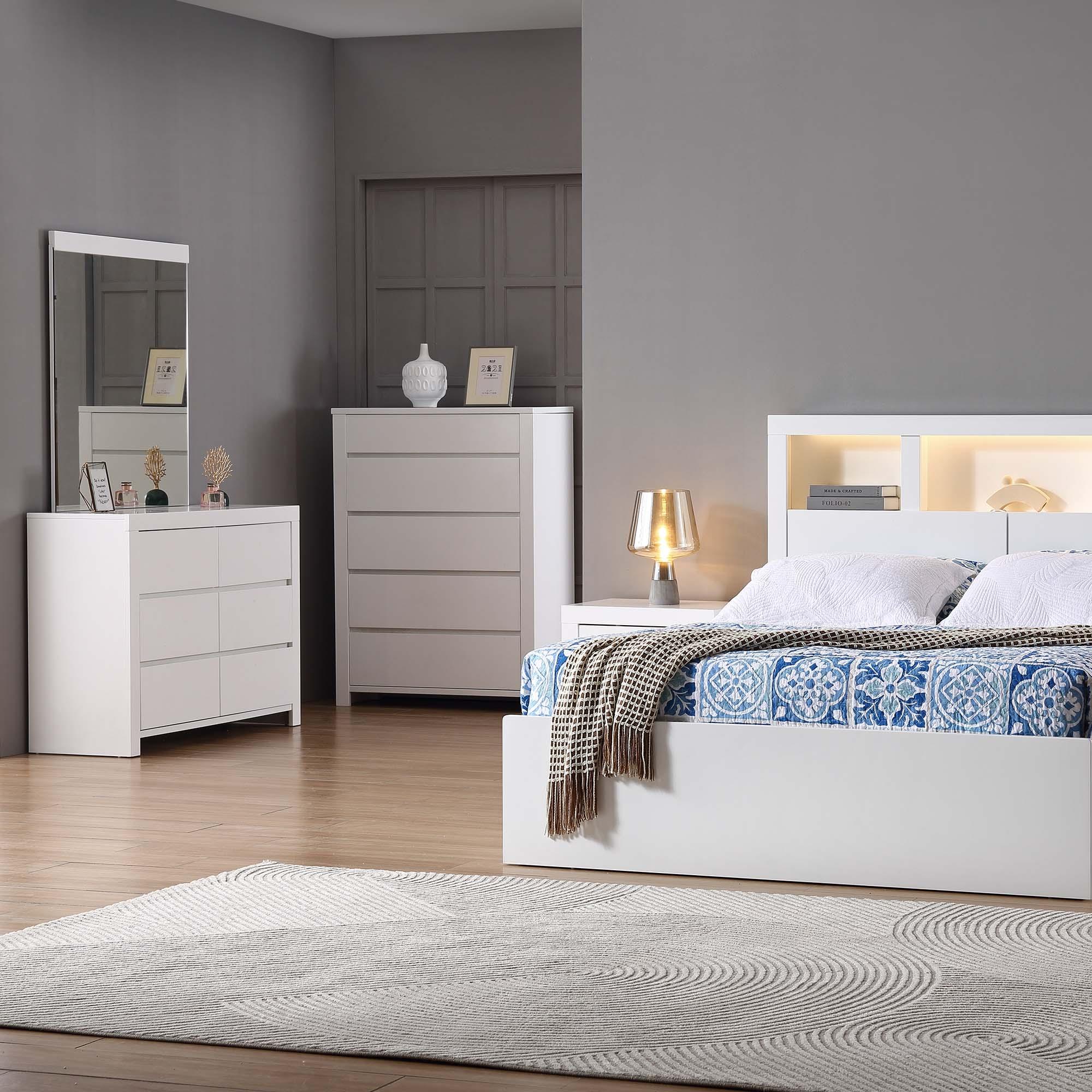 Lifestyle image of the  Lugano Tallboy (5 Drawer), Ivory White from Forty Winks