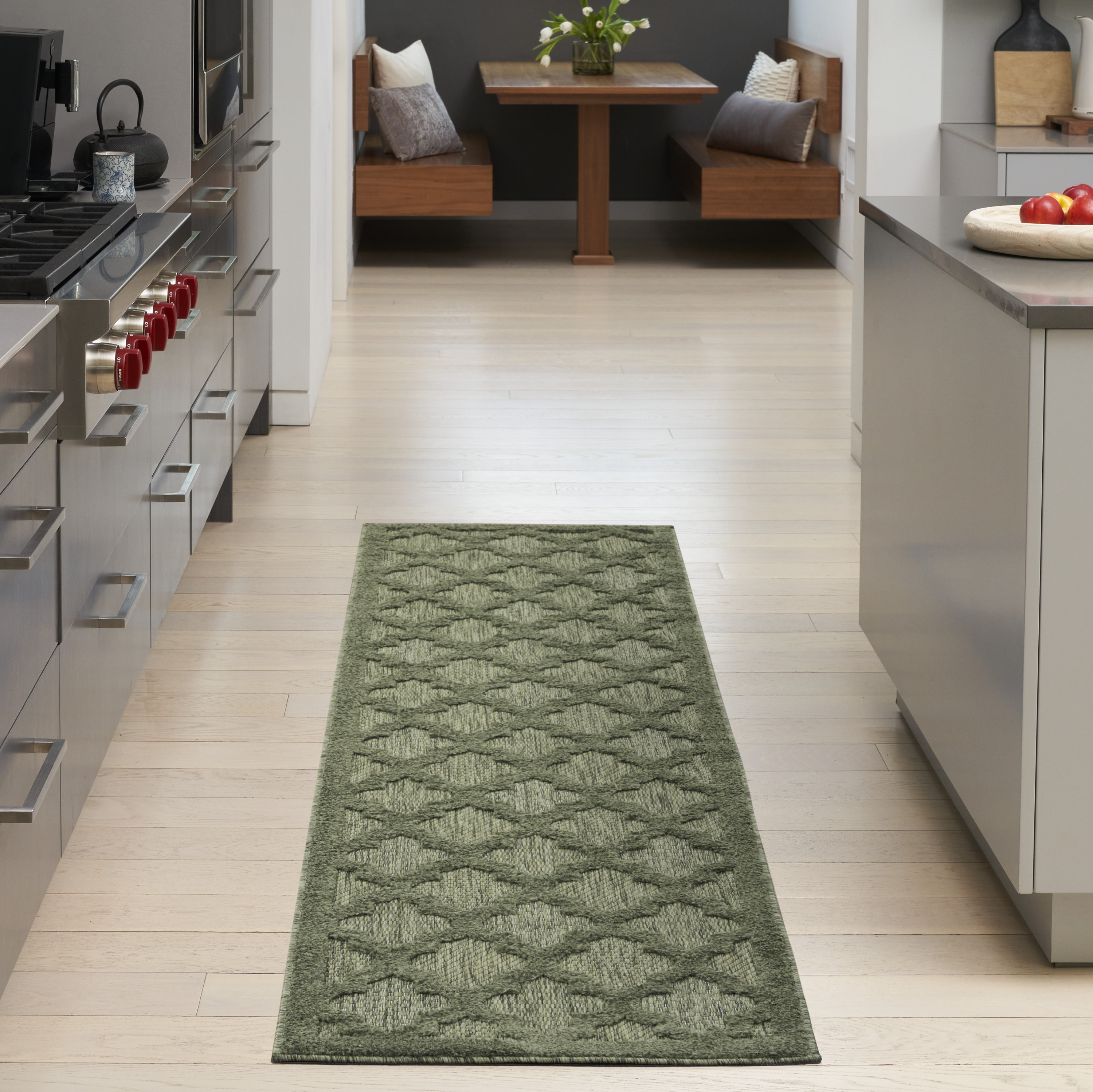 Nourison Easy Care 2'2" x 14 Green Modern Rug