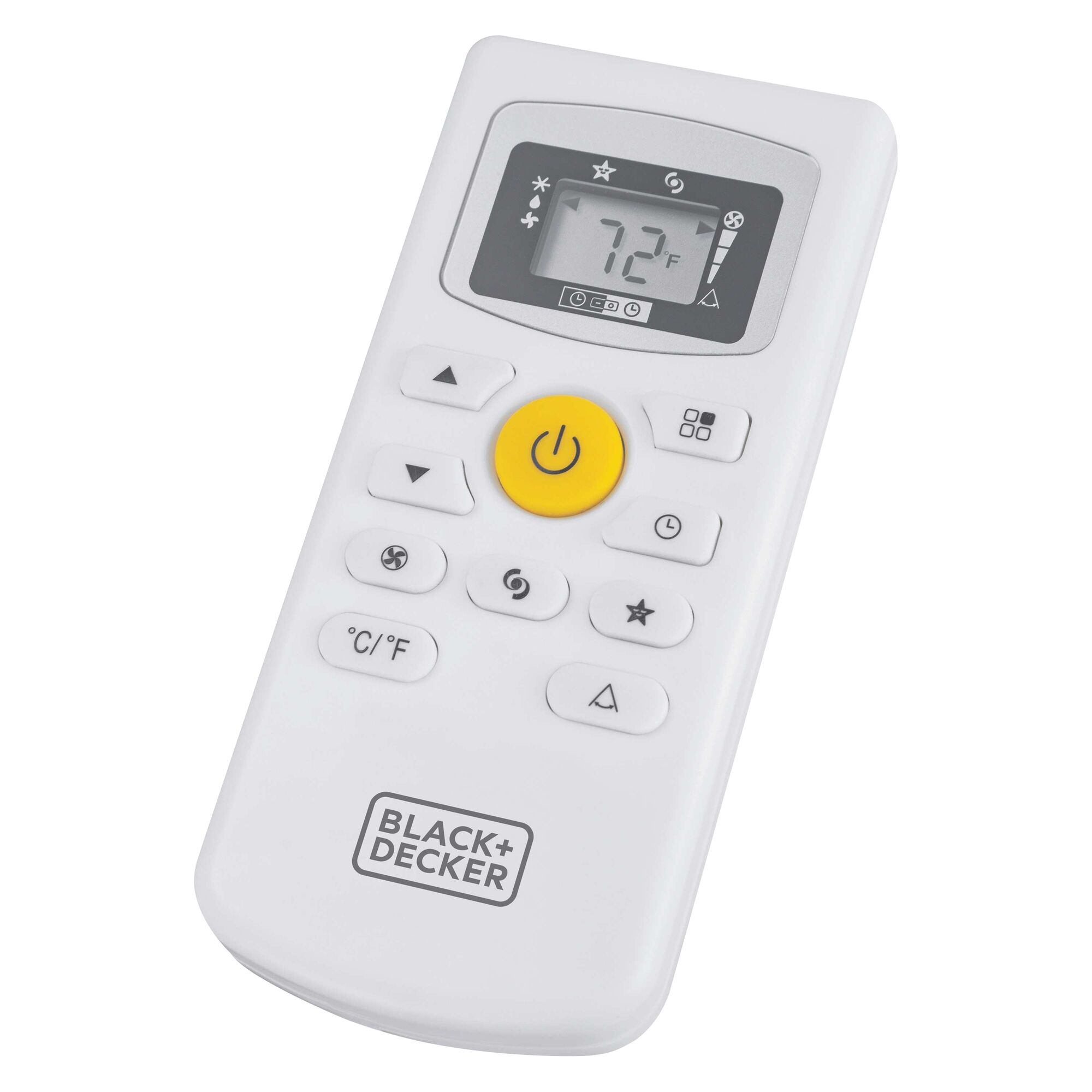 Remote controller for 7,700 British Thermal Unit portable air conditioner with heat.