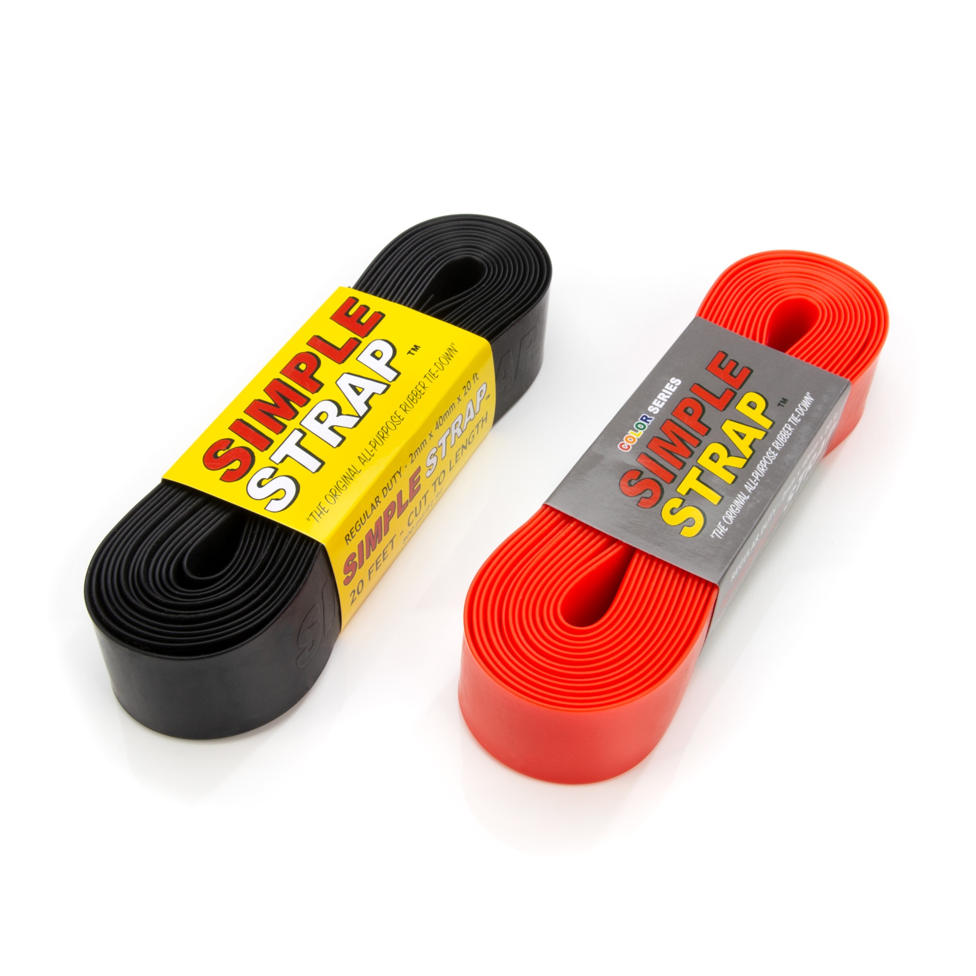 Simple Strap SelfGripping 2mm Rubber Tie Down Straps, Black and Red 2