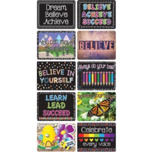 Mini Whiteboard Erasers, 10 Pack, Positivity Theme, 2 x 1.5 x 0.75 in.