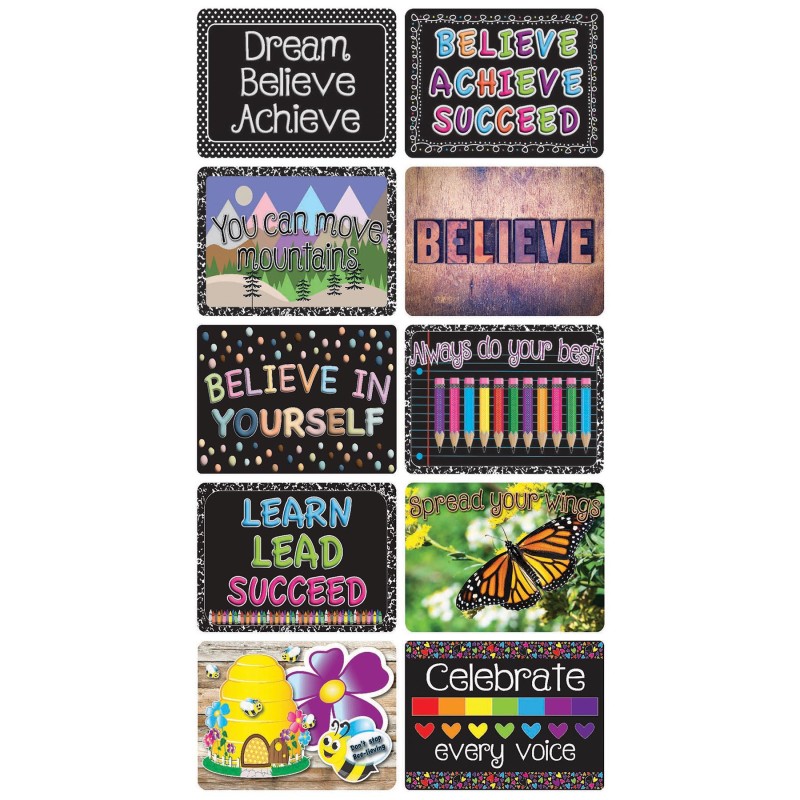 Mini Whiteboard Erasers, 10 Pack, Positivity Theme, 2 x 1.5 x 0.75 in.