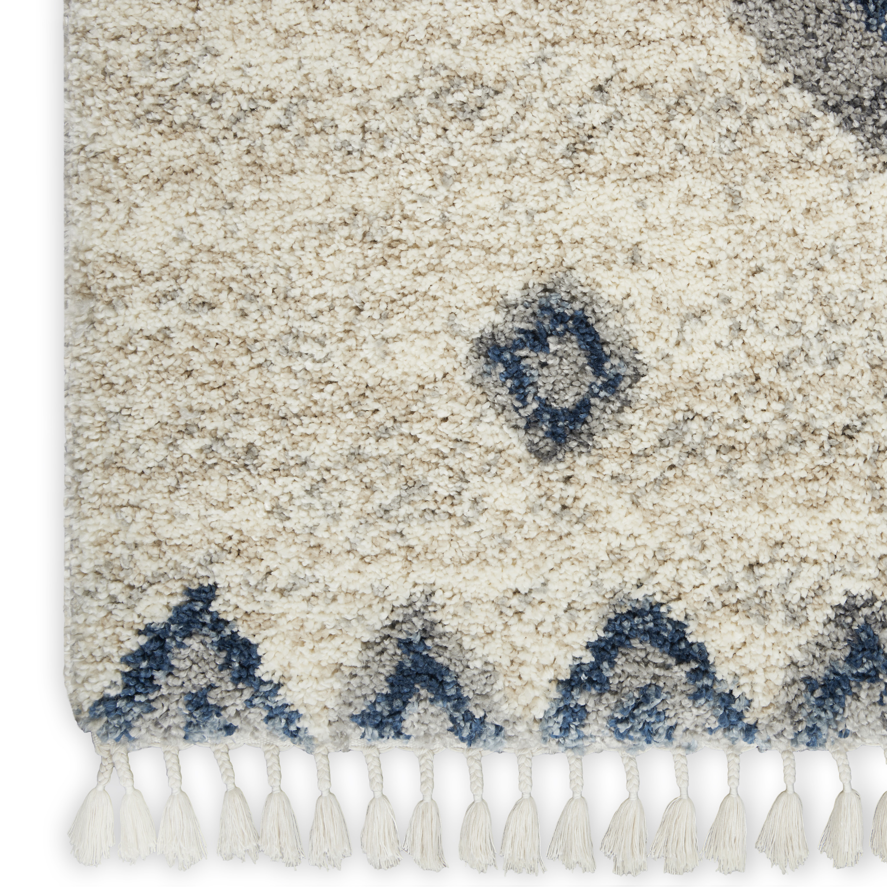 Nourison Oslo Shag 7'10" x 10'6" Ivory/Blue Shag Indoor Rug