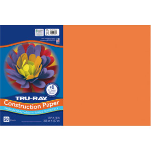 Construction Paper, Heavyweight, Electric Orange, 12" x 18", 50 Sheets