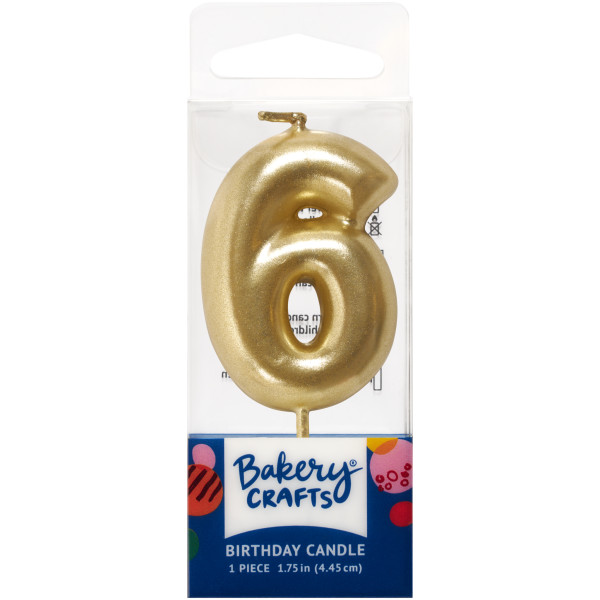6 Mini Gold Numeral Candles