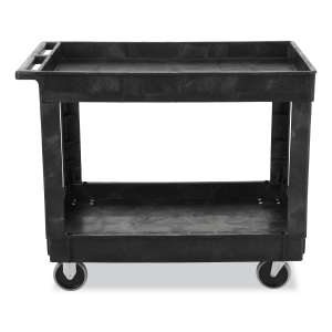 Rubbermaid Commercial, Heavy Duty, Flat Handle, Lipped Shelf, Medium, Utility Cart, Black