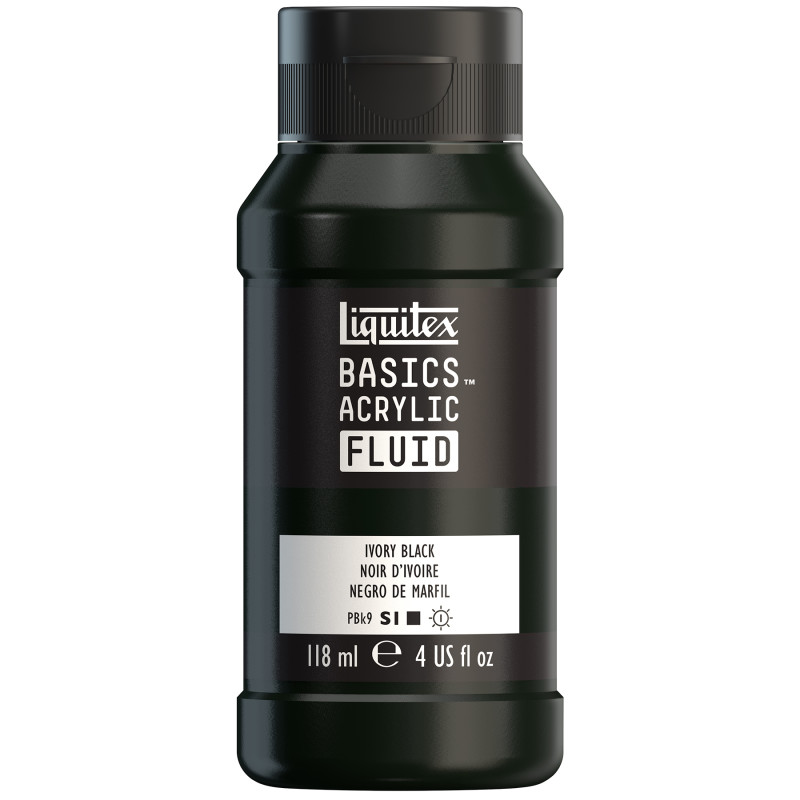 BASICS Acrylic Fluid, 118 mL Bottle, Ivory Black