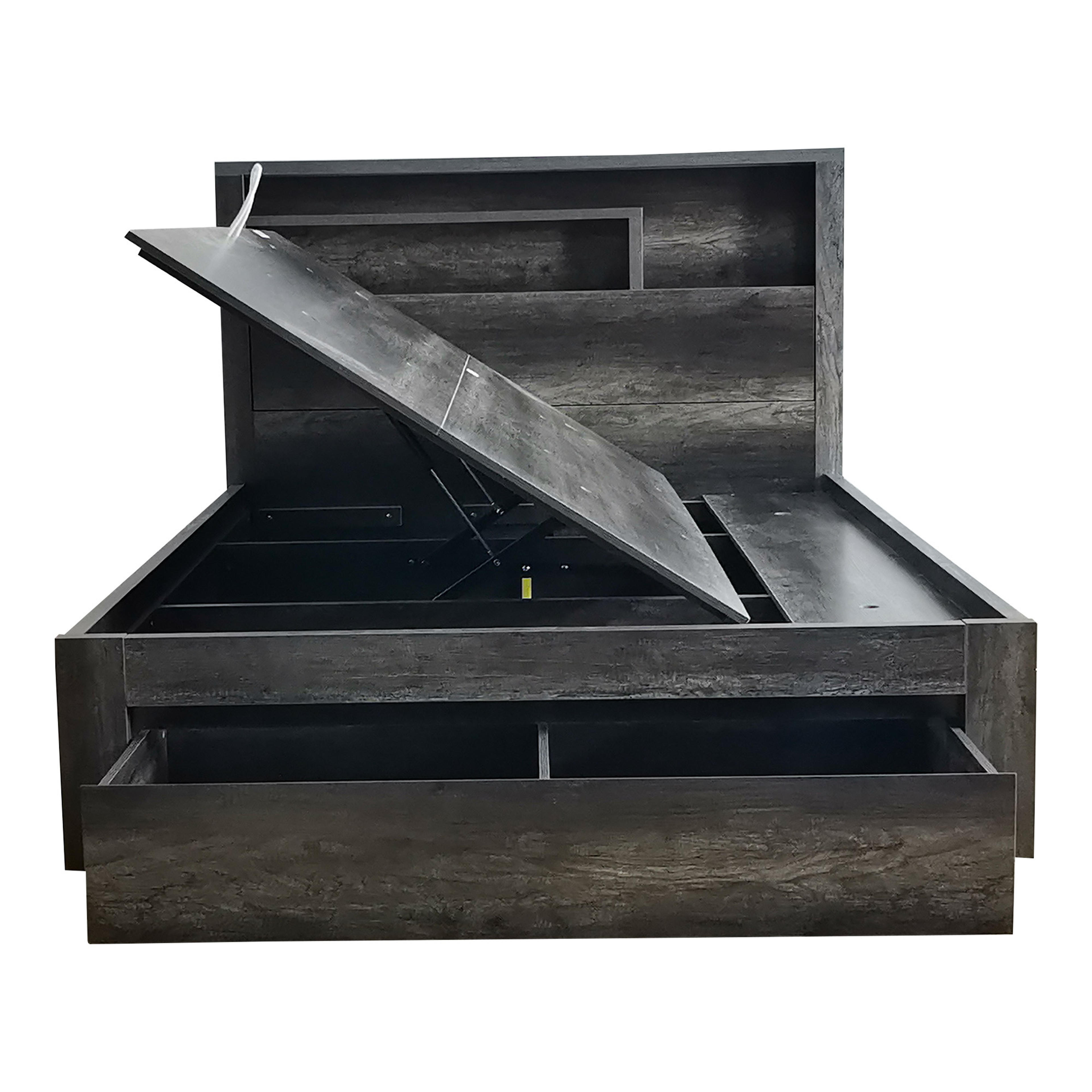 Product image of the  Bellevue Bed Frame, Side Gas Lift & End Drawer Base, Charcoal from Forty Winks