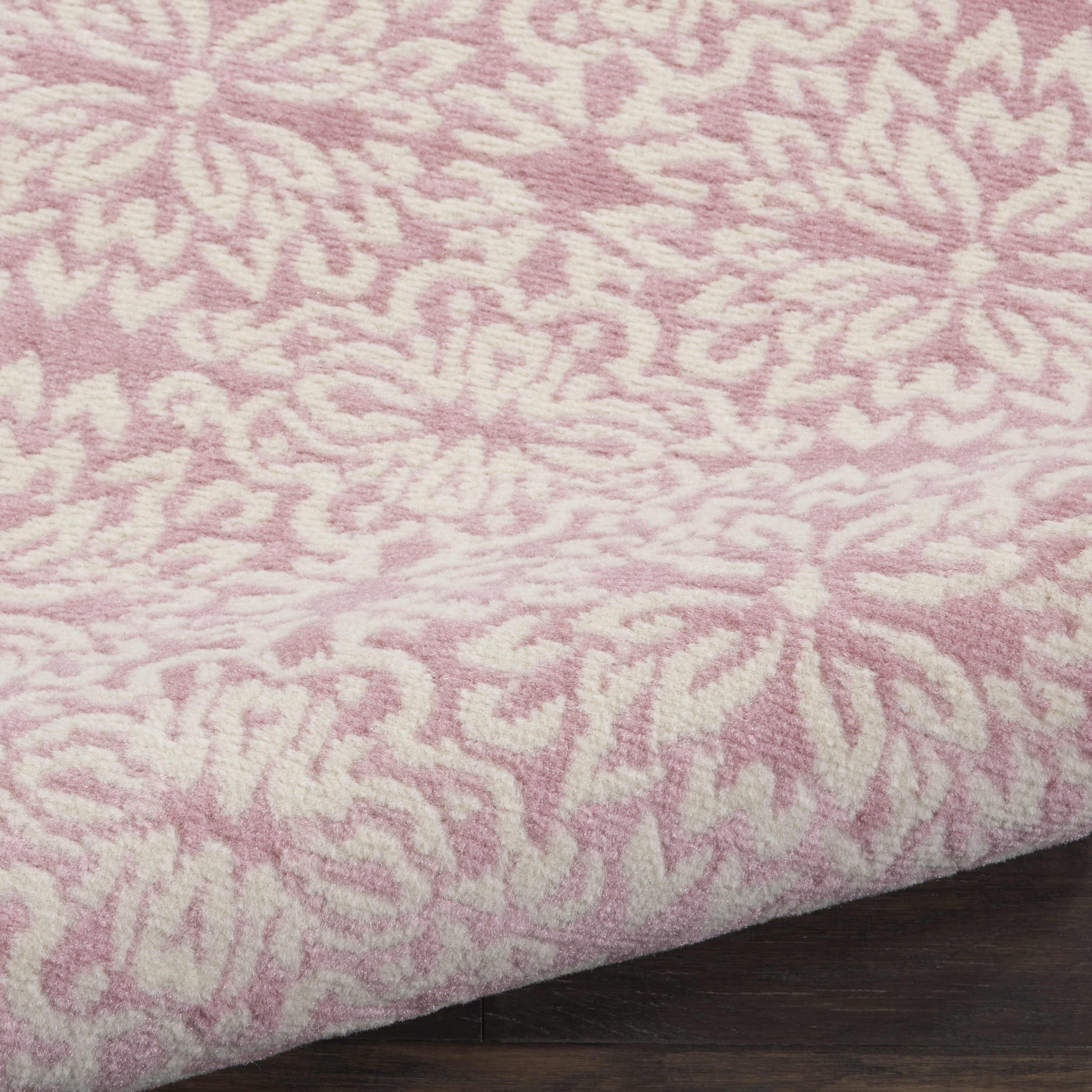 Nourison Jubilant 8' x Round Ivory Pink Farmhouse Indoor Rug