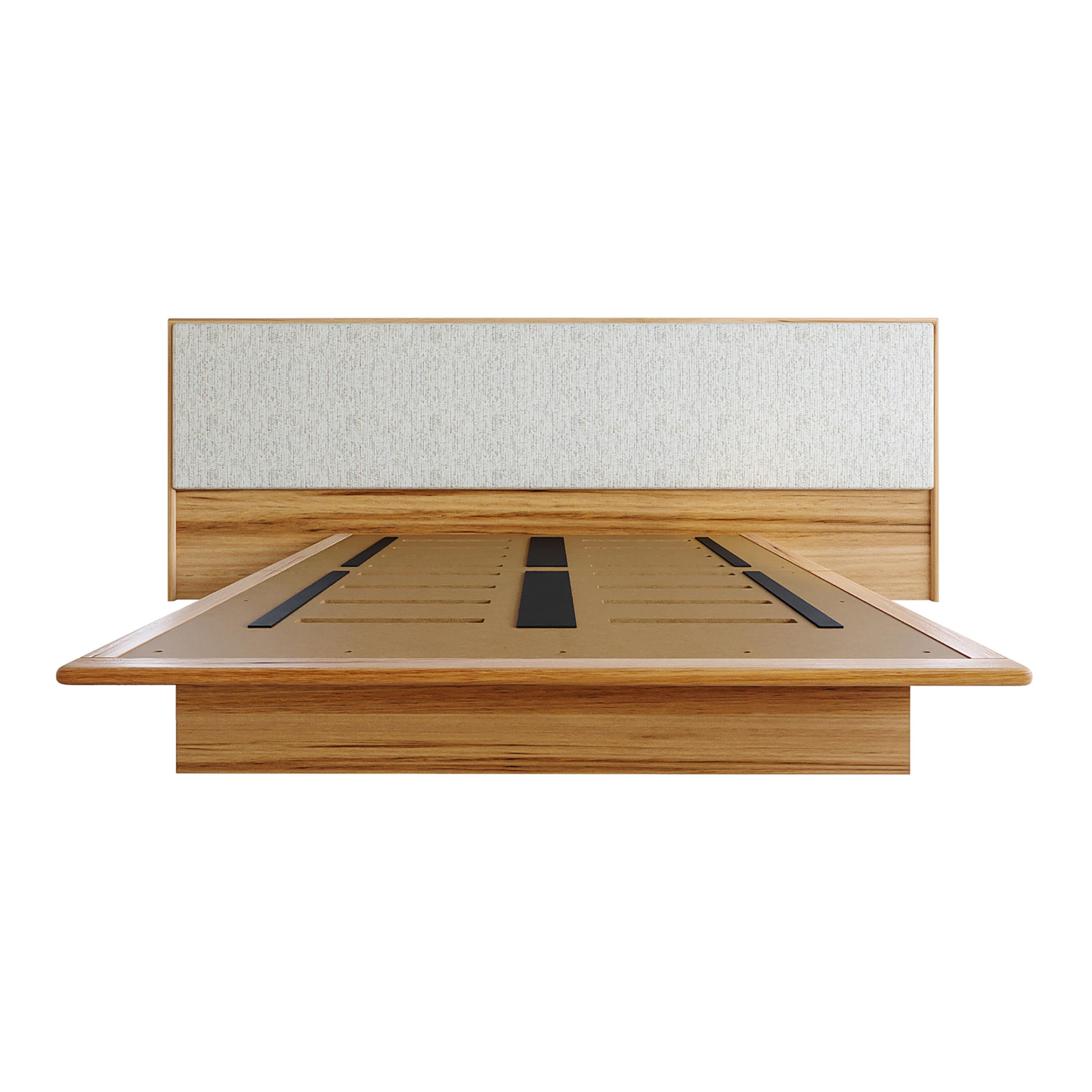 Product image of the  Soho Bed Frame, W/ Extended Headboard & Timber Base, Light Ash-Montague Alabaster from Forty Winks