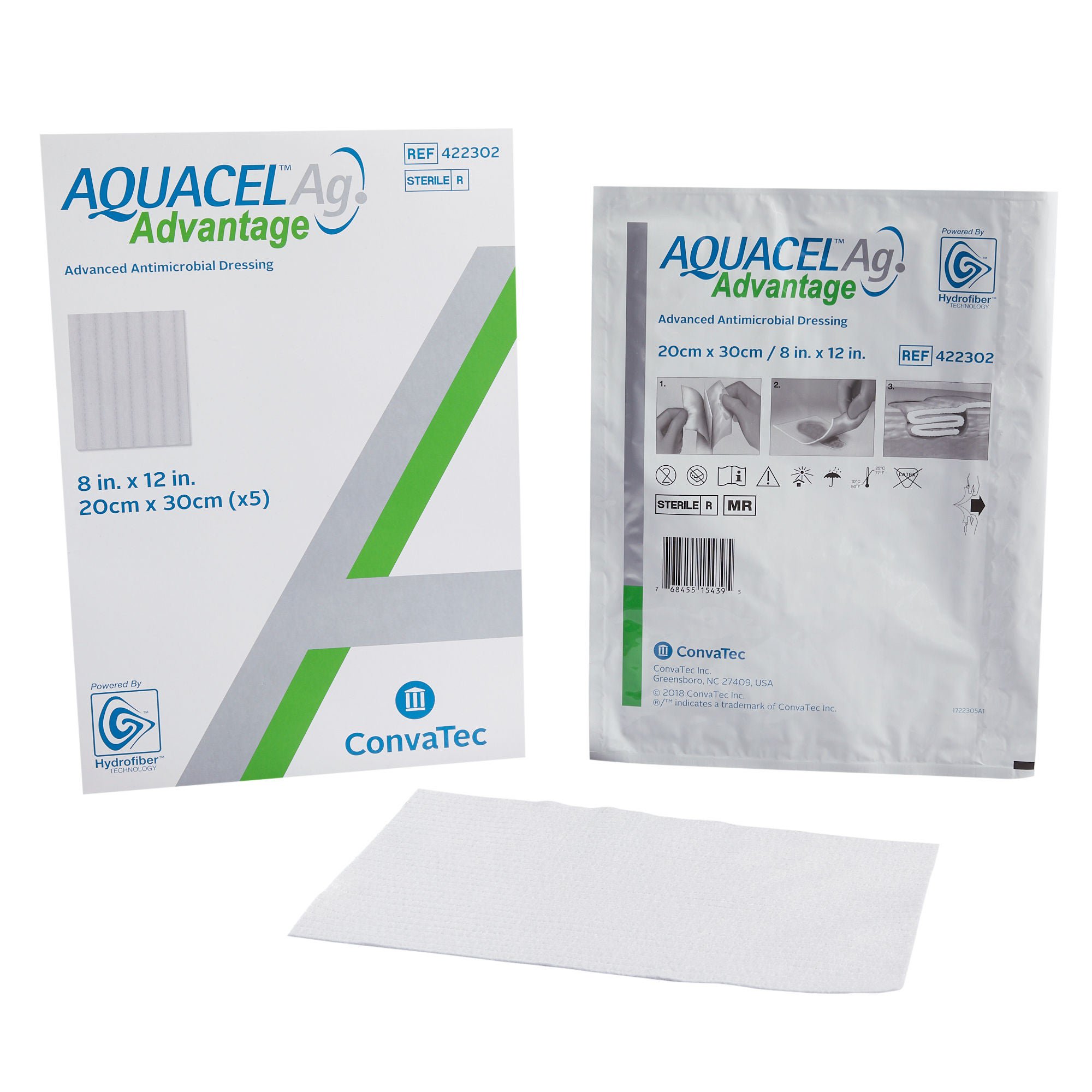 Aquacel® Ag Advantage Silver Dressing, 8 x 12 Inch