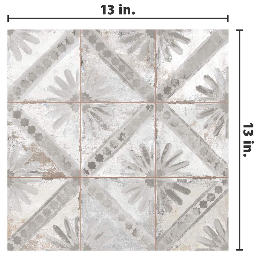 Harmonia Kings Marrakech Grey 13 in. x 13 in. Ceramic Floor and Wall Tile