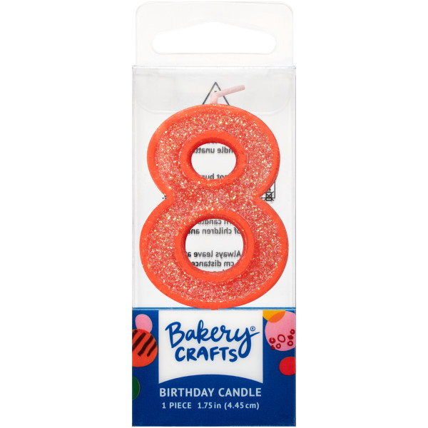 Mini Glitter Orange Numeral Candles