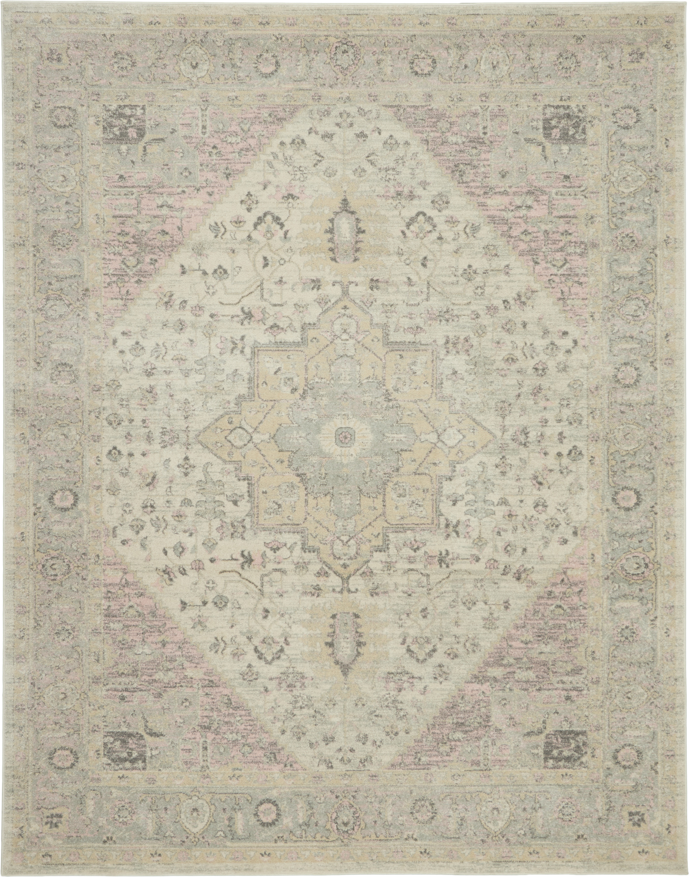 Nourison Tranquil 8' x 10' Ivory Pink Vintage Indoor Rug