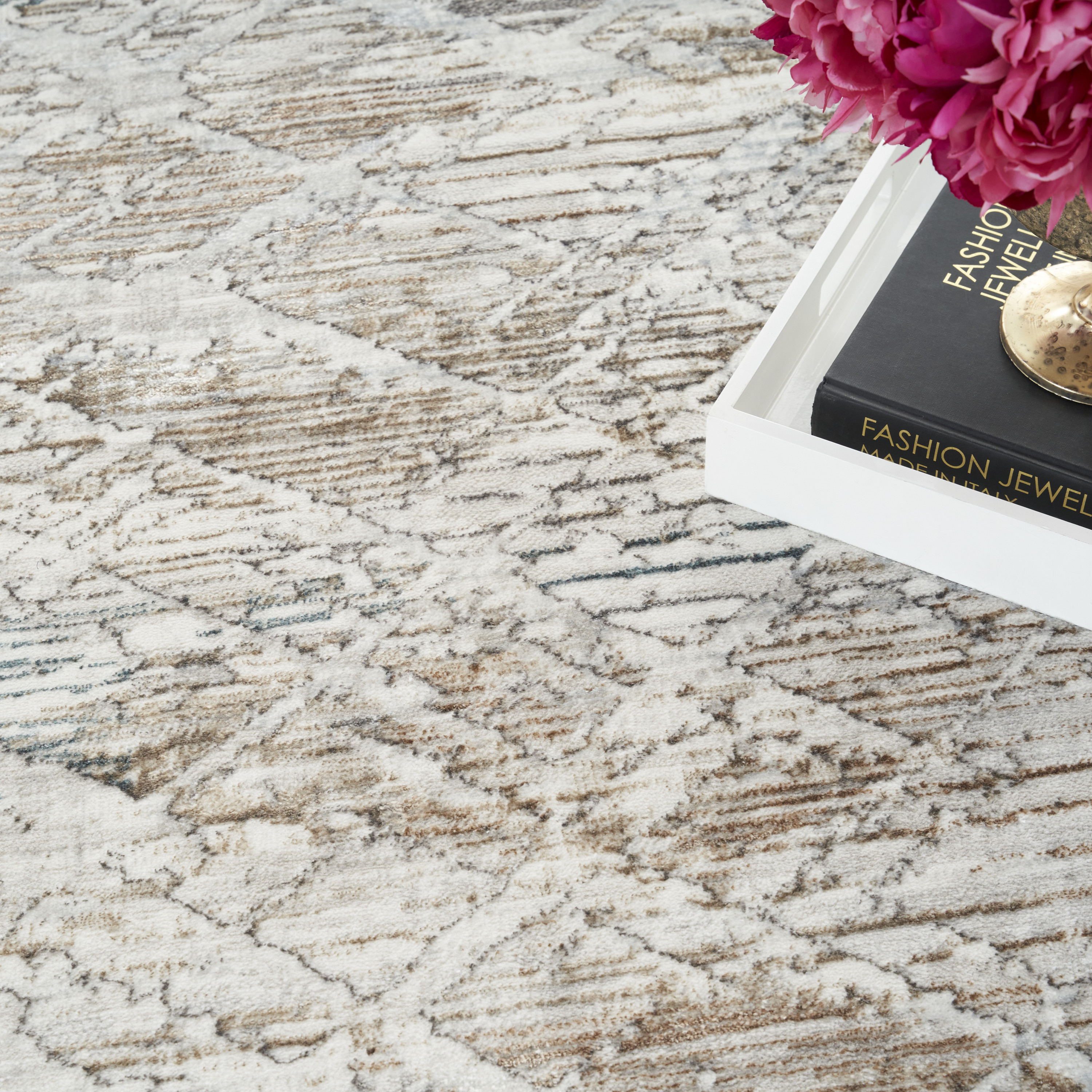 Nourison Glitz 5'3" x 7'3" Grey Multicolor Modern Indoor Rug