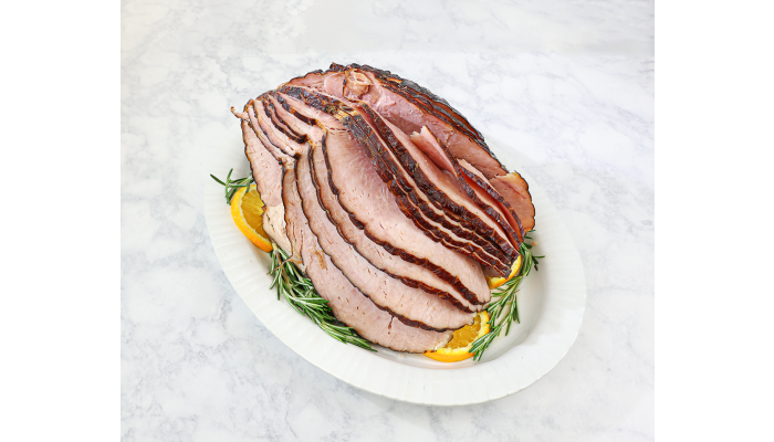 Brown Sugar Cured, Spiral Sliced, Bone In, Half Ham with Natural Juices_image_1