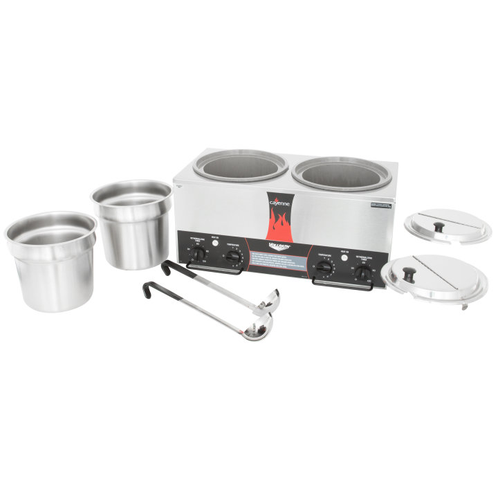 Twin-well 7-quart 120-volt Cayenne® model TW-27R rethermalizer with accessory package