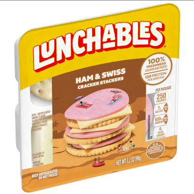 Lunchables Ham & Swiss Cheese with Crackers, 3.2 oz Tray