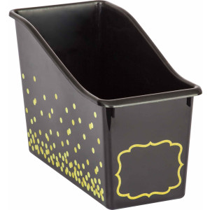 Black Confetti Plastic Book Bin