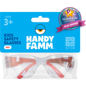 Kids Safety Glasses, Clear Lens, Red &ndash; Protective Eyewear for Kids, STEM & DIY Projects