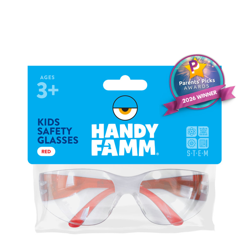 Kids Safety Glasses, Clear Lens, Red – Protective Eyewear for Kids, STEM & DIY Projects