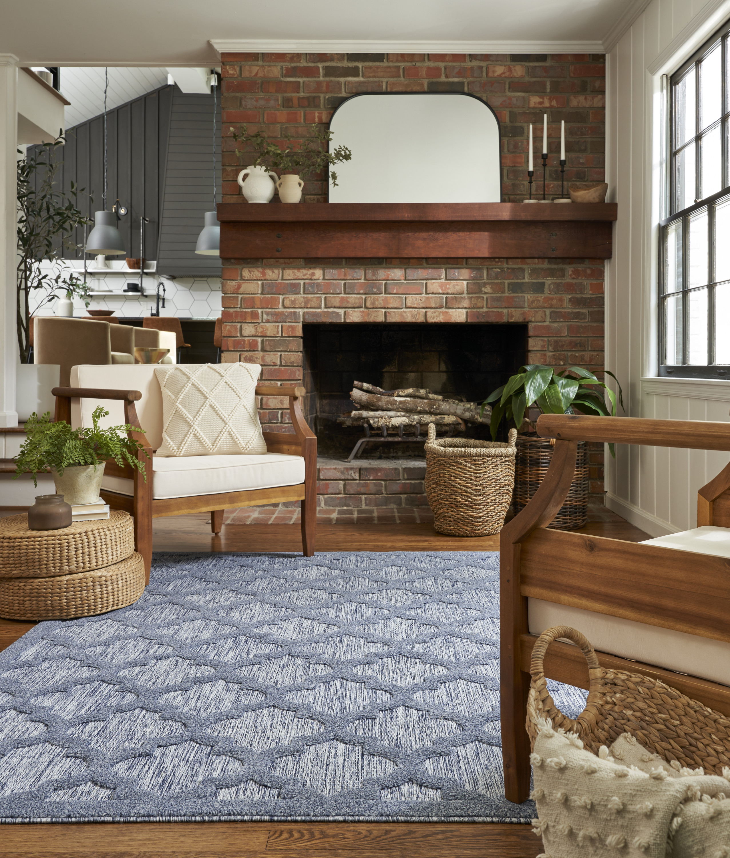 Nourison Easy Care 5' x 7' Denim Blue Modern Rug