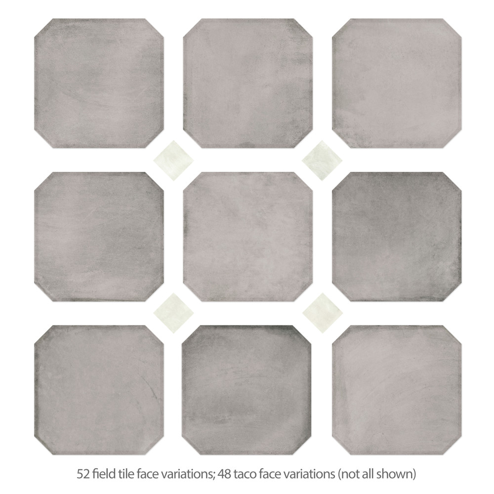 Laverton Octagon Gris with Taco Nieve 7-7/8 in. x 7-7/8 in. Porcelain Floor and Wall Tile