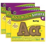 Teacher Created Resources&reg; Burlap Design Bold Block 4" Letters Combo Pack, 230 Characters Per Pack, 3 Packs TCR3938-3
