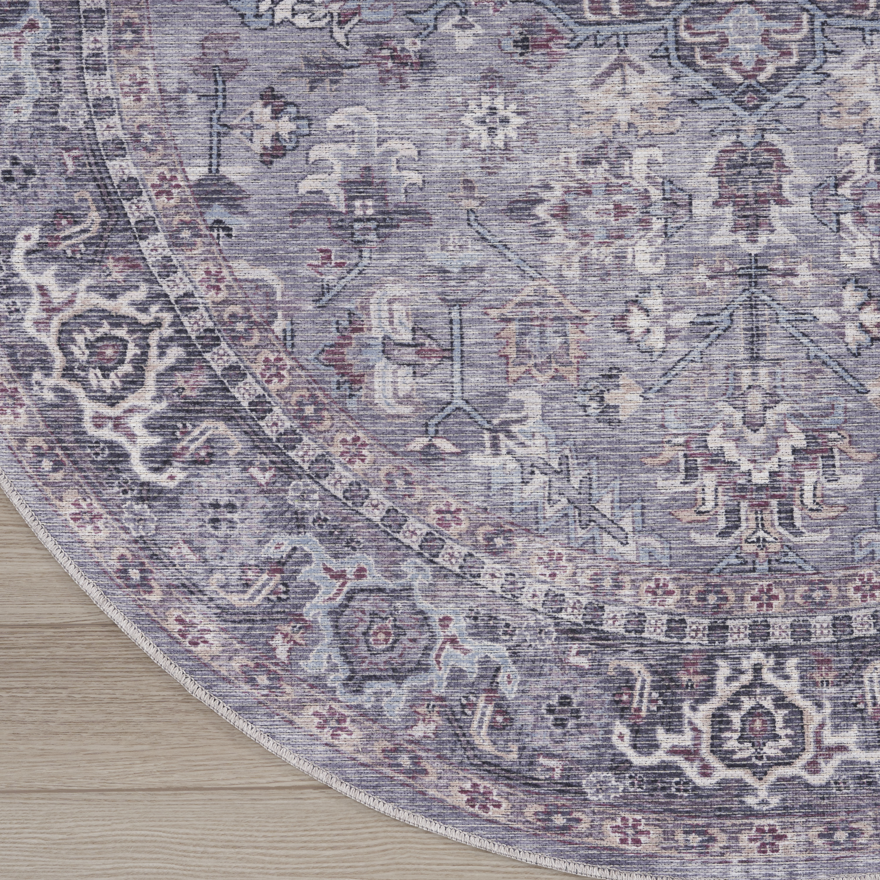 Nourison New Concept Washables 7'10" x Round Grey Vintage Indoor Rug