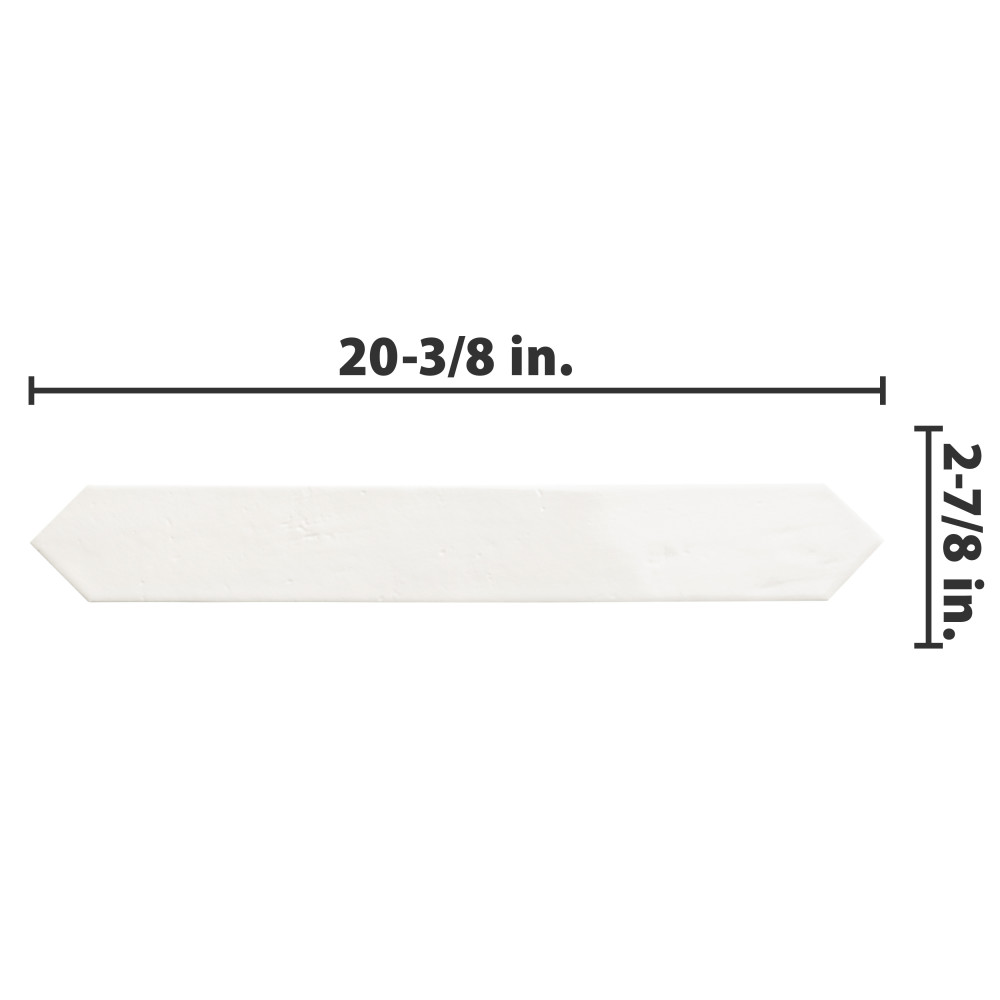 Argile Arrow Bianco 2-7/8 in. x 20-3/8 in. Porcelain Floor and Wall Tile