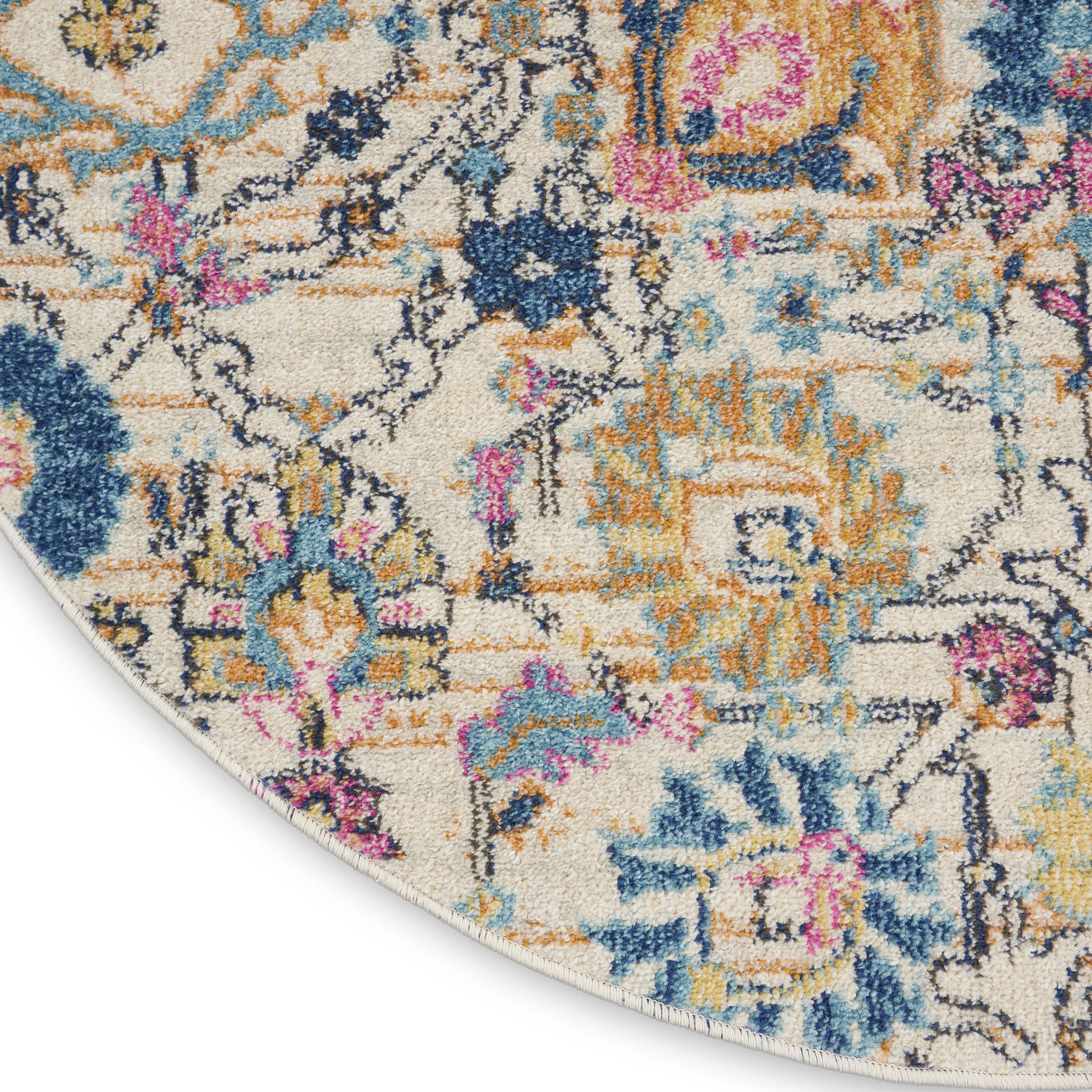 Nourison Passion 5' x Round Ivory Multicolor Bohemian Indoor Rug