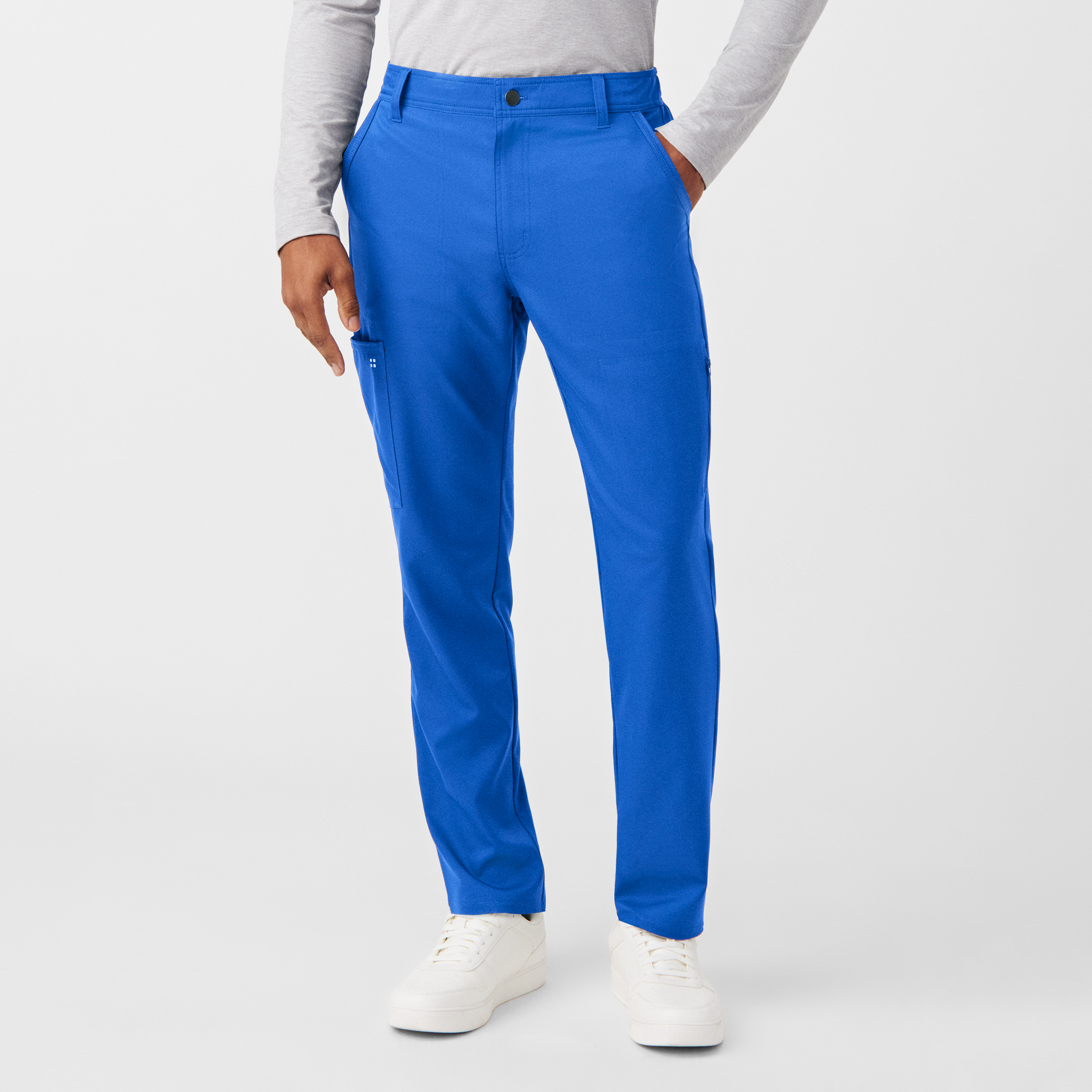 White Cross VIBE WB446 Men‘s 7 Pocket Fade Resistant Cargo Scrub Pants with Button Fly and Belt Loops-White Cross
