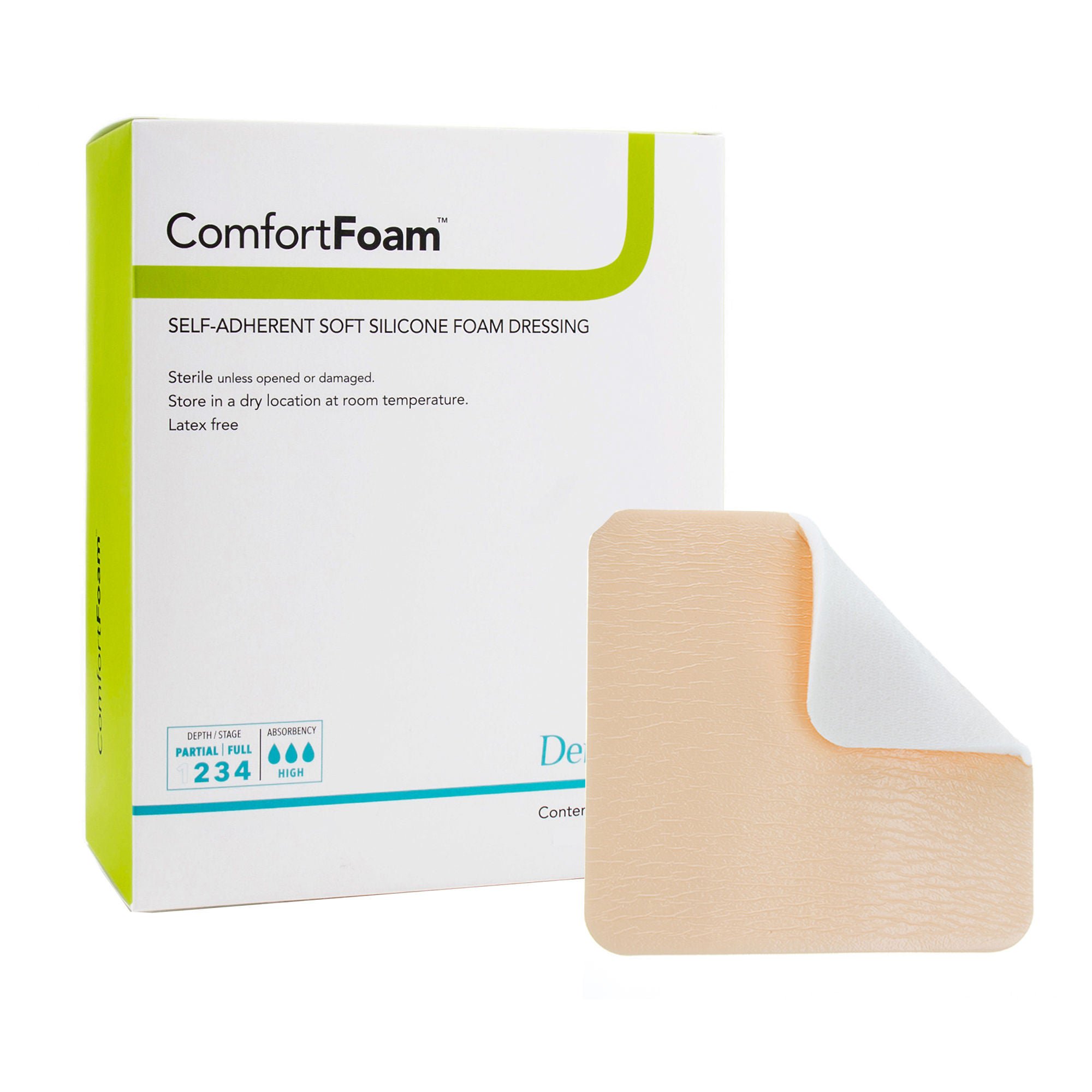 ComfortFoam™ Silicone Adhesive without Border Silicone Foam Dressing, 4 x 5 Inch