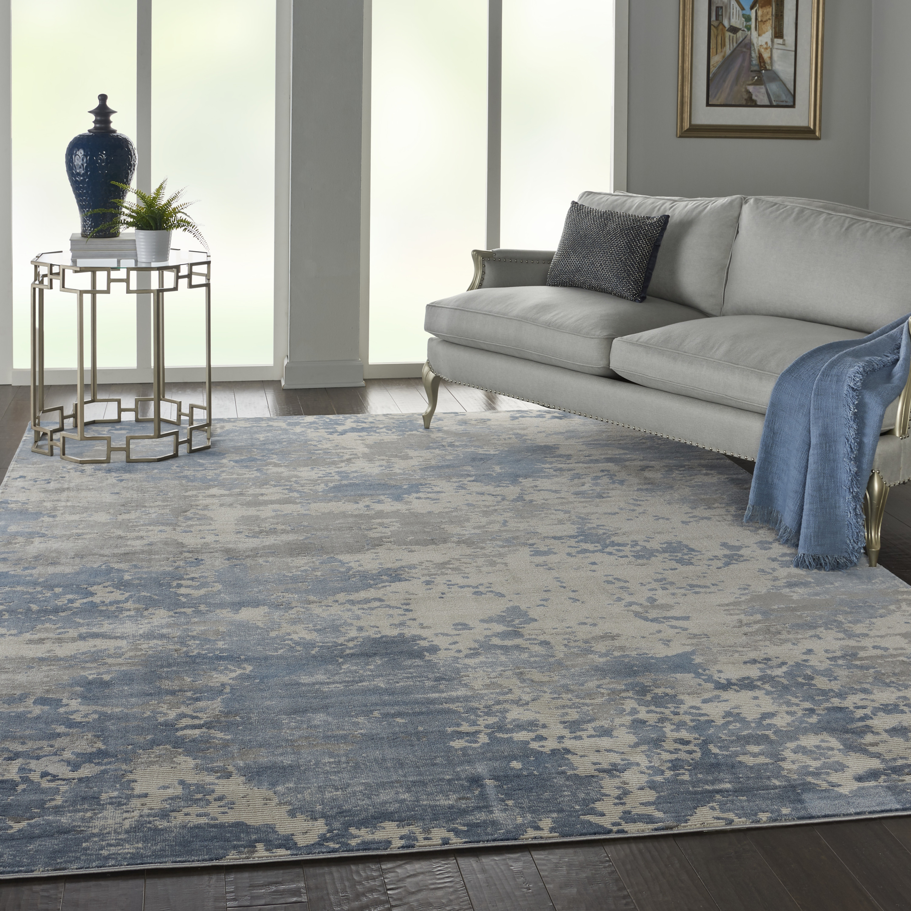 Nourison Rustic Textures 9'3" x 12'9" Grey Blue Modern Indoor Rug