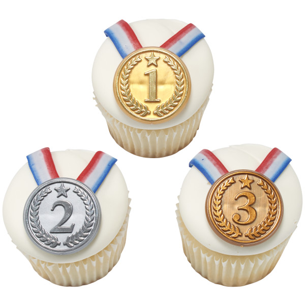 Gold, Silver, and Bronze Medal Foil Cupcake Rings