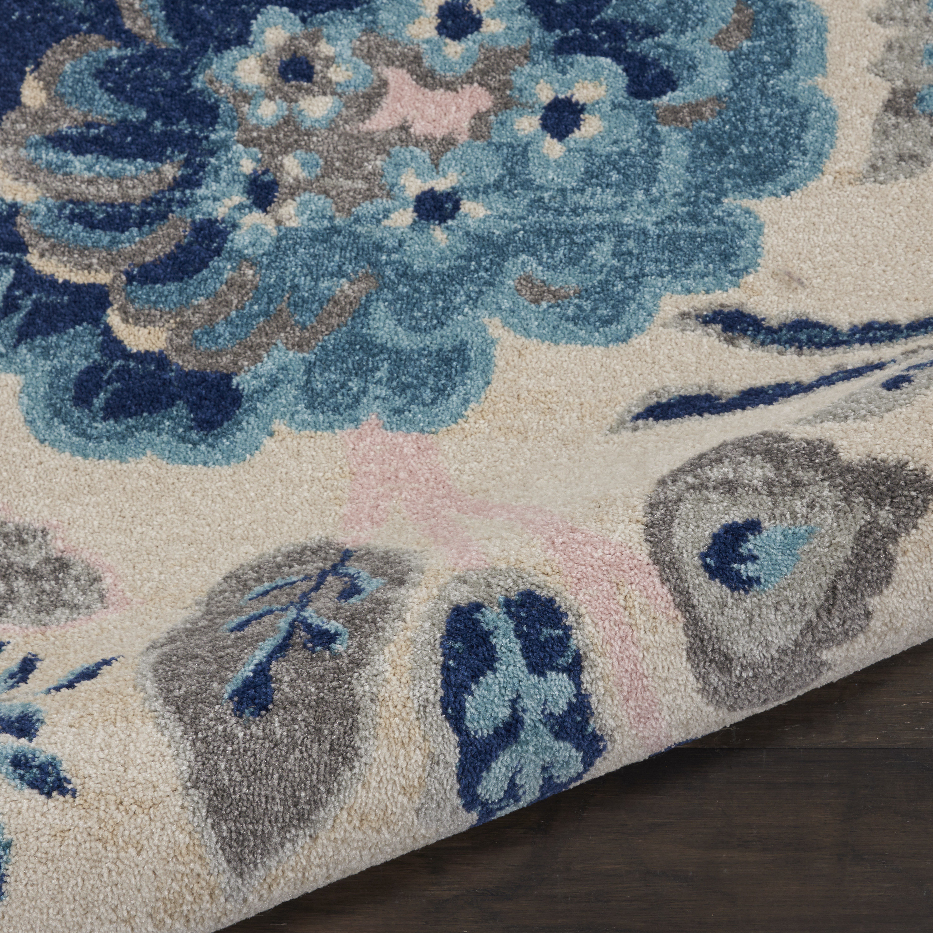 Nourison Tranquil 8'10" x 11'10" Ivory/Light Blue Farmhouse Indoor Rug