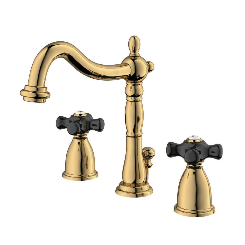 Widespread Bathroom Faucet with Brass Pop-Up, Polished Brass