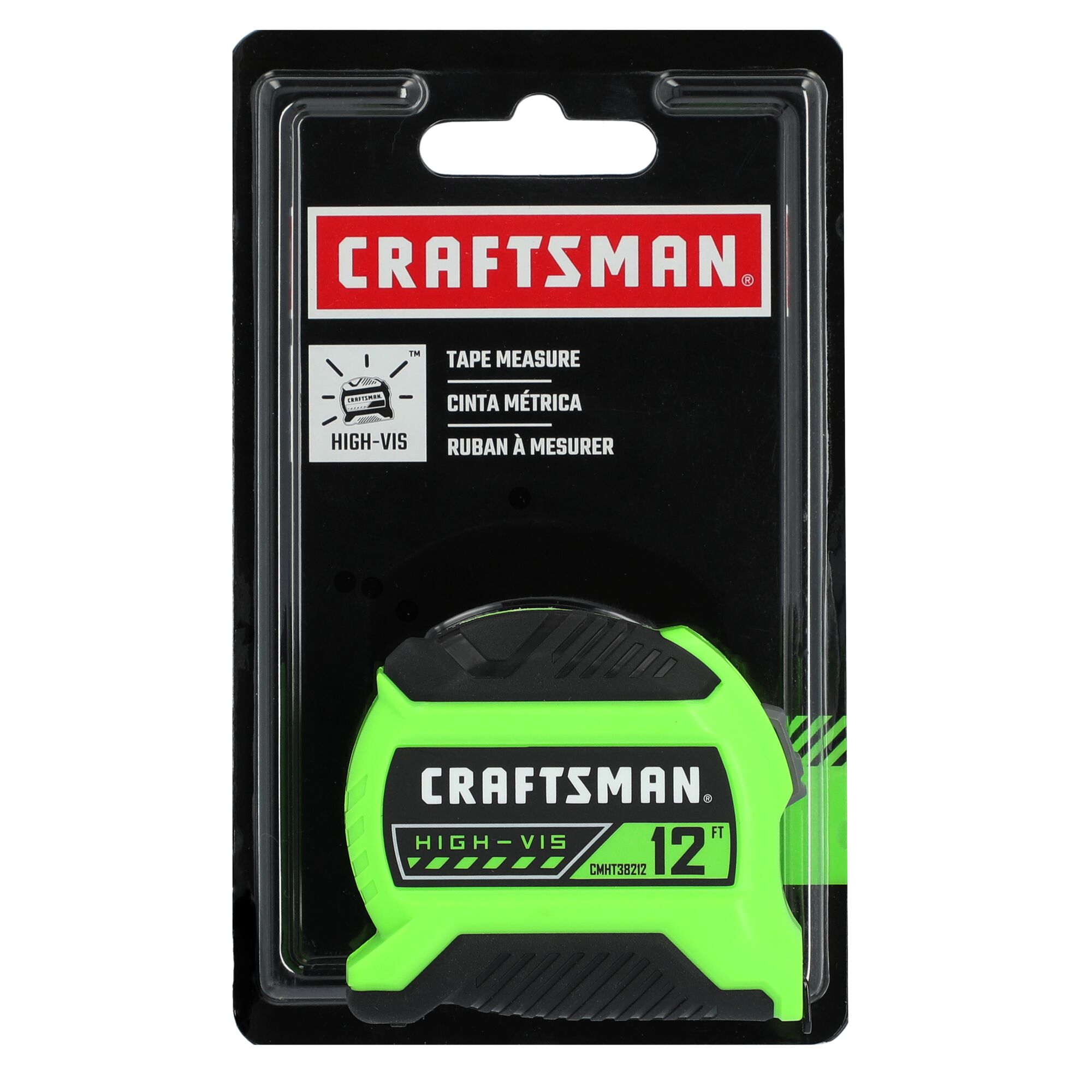 CRAFTSMAN CMHT38212S CRAFTSMAN HIGH VIS 12' TAPE MEASURE packaging view.