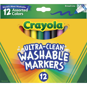 Ultra-Clean Markers, Broad Line, Assorted Colors, 12 Count