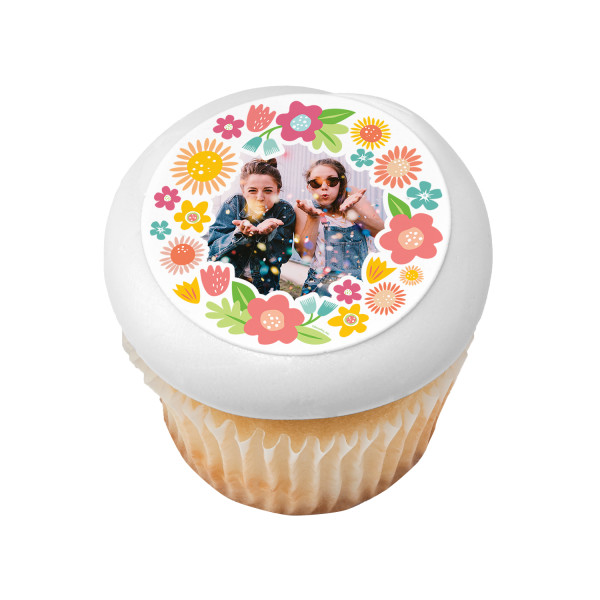 Delicate Florals Wreath PhotoCake® Edible Image® Frame