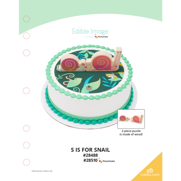 S is for Snail The Magic of Cakes® PhotoCake® Enhanced Round Background Page