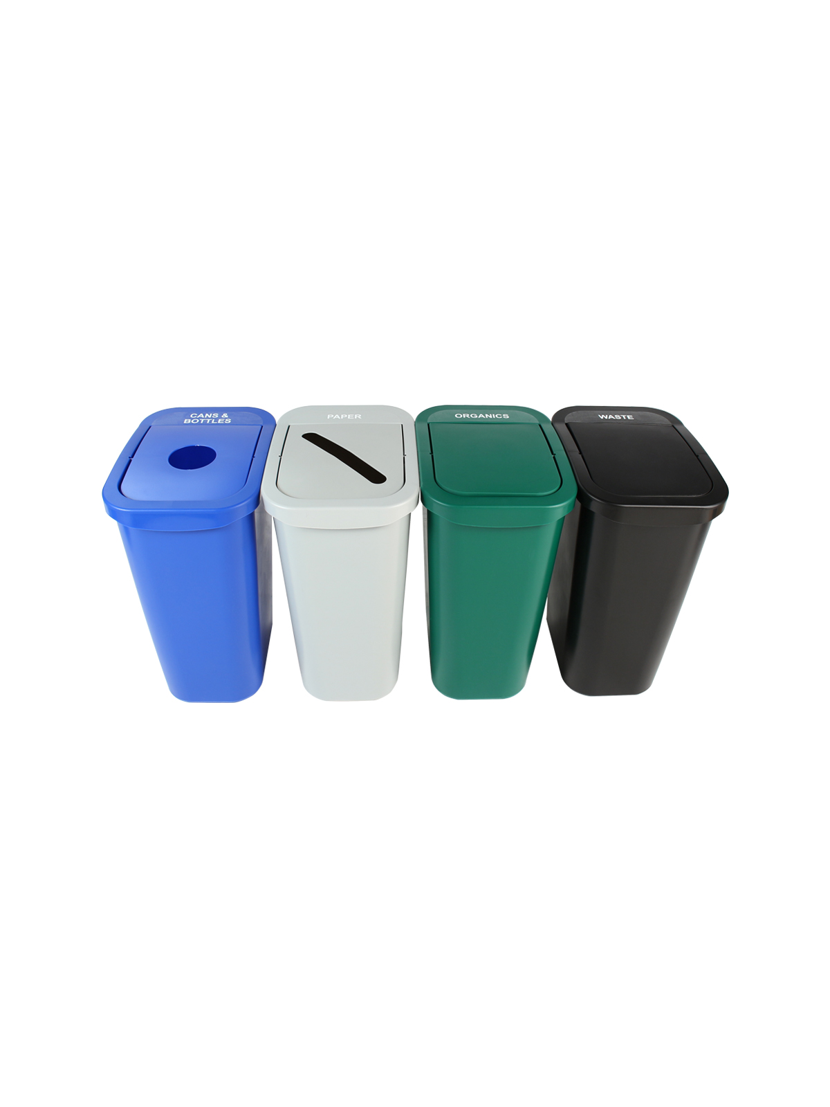 BILLI BOX – Quad – Kit – 10 G – Cans & Bottles-Paper-Organics-Waste – Circle-Slot-Swing-Swing – Blue