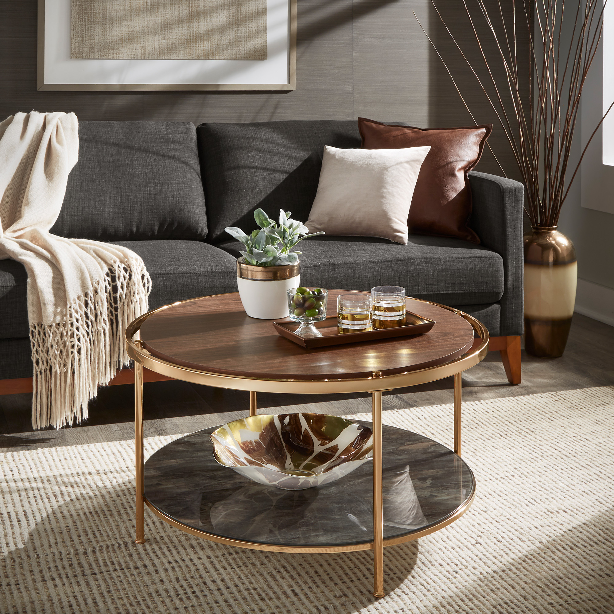 Champagne Gold Coffee Table with Storage