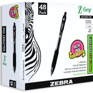 Retractable Ballpoint Pens, 1.0mm Medium Point, Black Ink, Comfort Grip, 48 Count