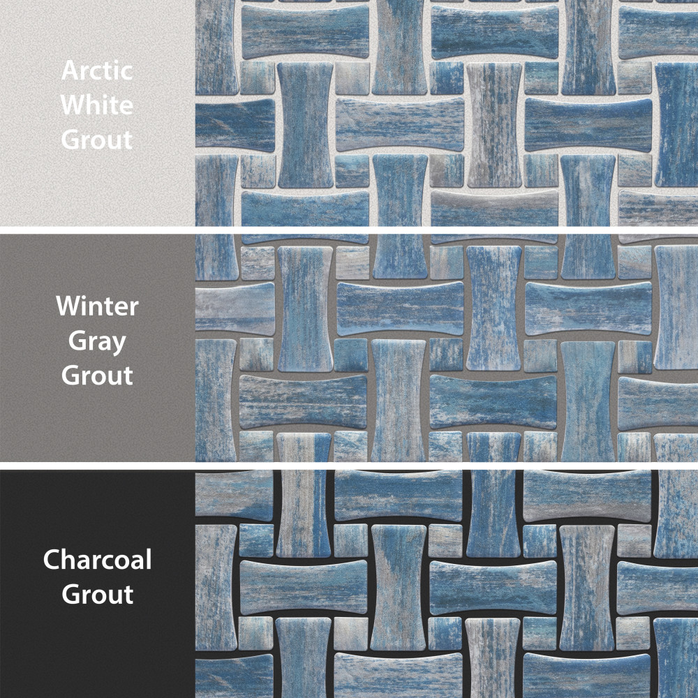 Cassis Dog Bone Basketweave Blue w/ Blue Dot 10 in. x 10 in. Porcelain Mosaic Tile