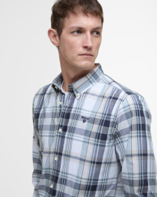 Gabe Checked Tailored Long-Sleeved Shirt Classic White